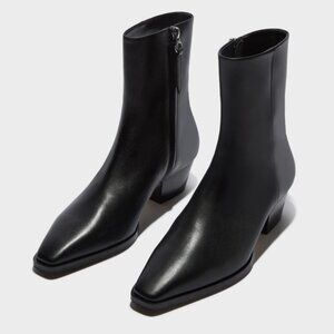 Aeyde Baba Black Calf Leather Ankle Boots Pointed Toe Cowboy Western NIB EU 40